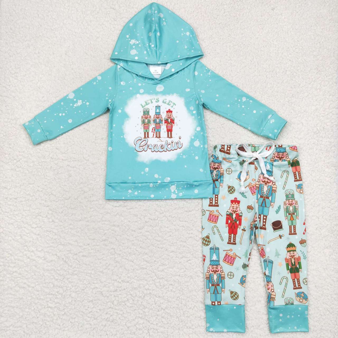 BLP0231 Christmas Soldier Hoodie Long Sleeve Blue Pants Boys Set