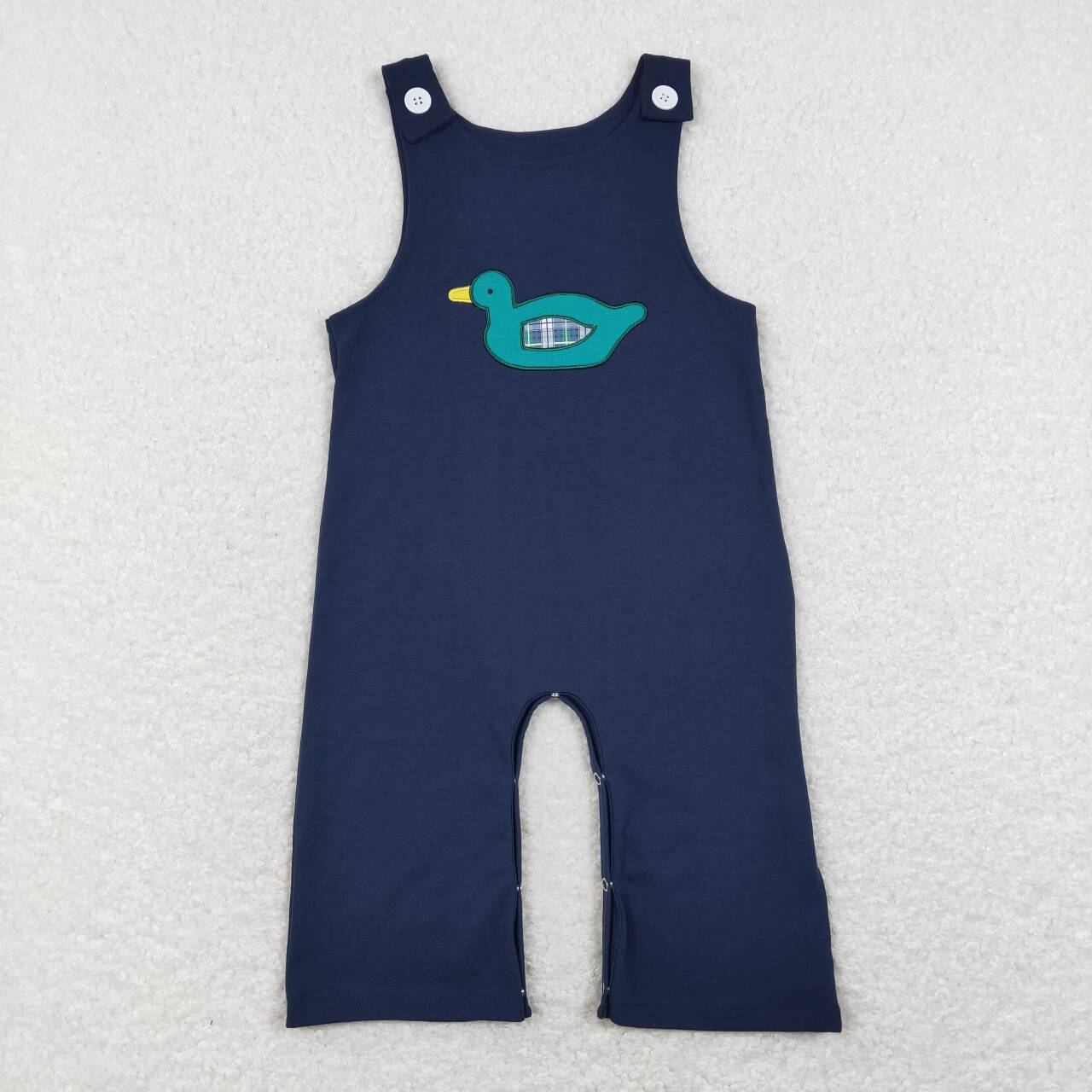 SR0677 Embroidery Mallard navy sleeveless boys romper