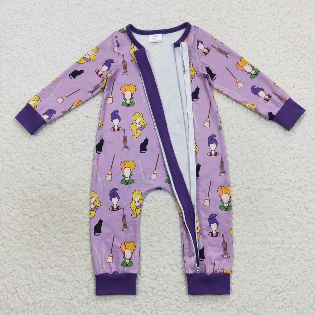 LR0514 Halloween sorceress purple long sleeve kids romper
