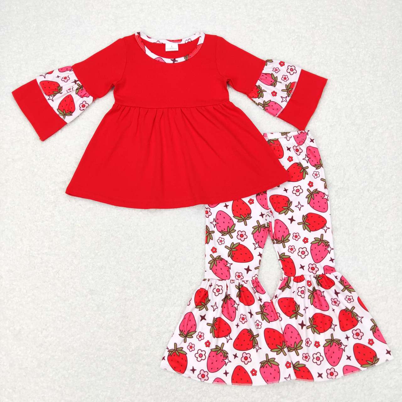 GLP0889 Strawberry hot pink long sleeve pants girls set
