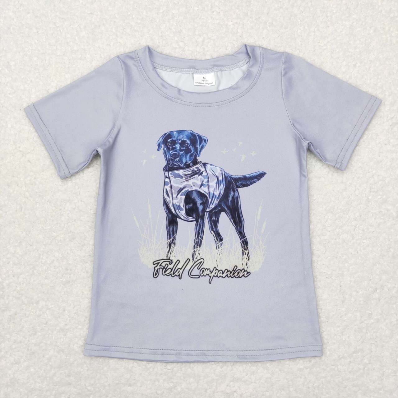 BT0463 Hunting dog grey short sleeve boys t-shirt