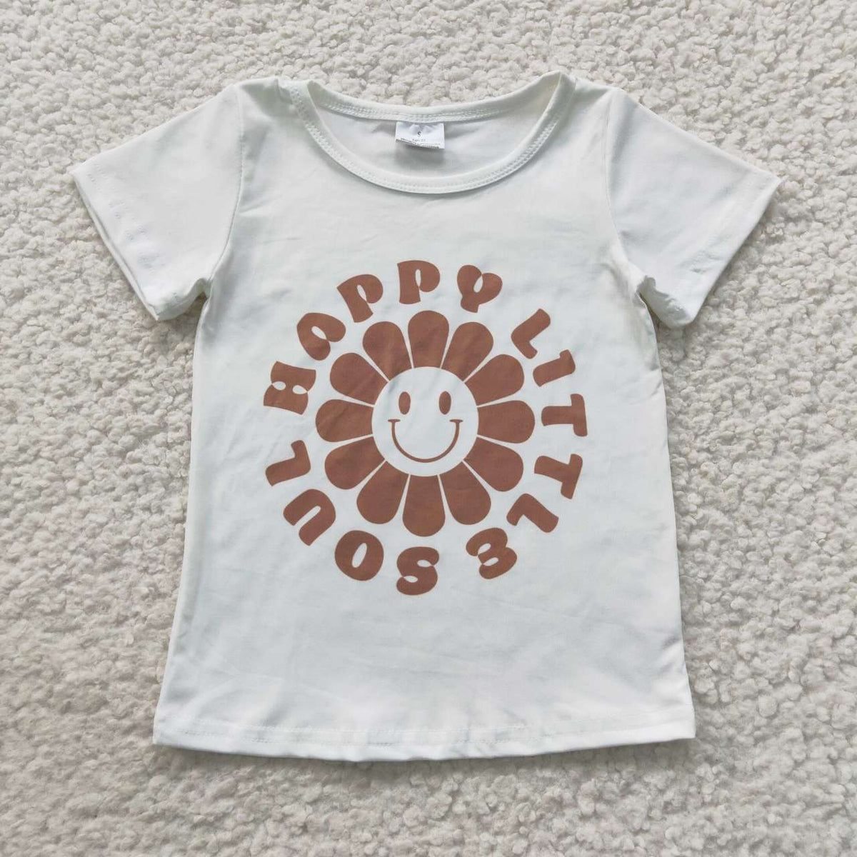 GT0222 Happy Little Soul Smile White Short Sleeves Girls T-shirt