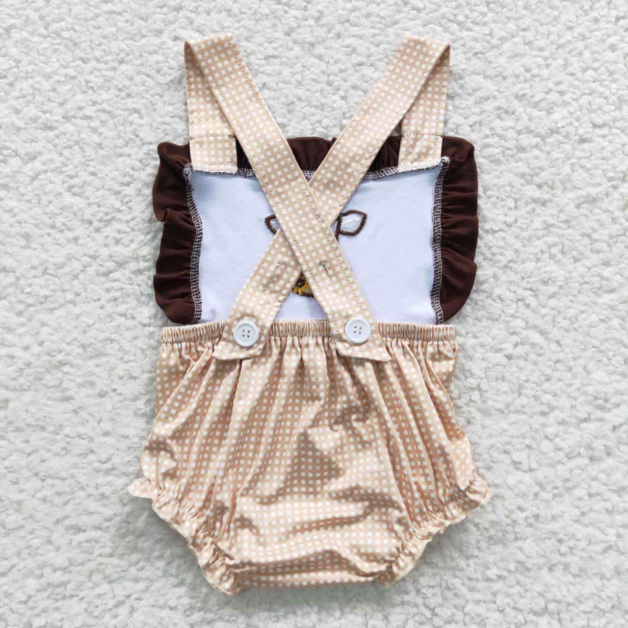 SR0312 Cow Embroidery Yellow Dot Girls Summer Romper