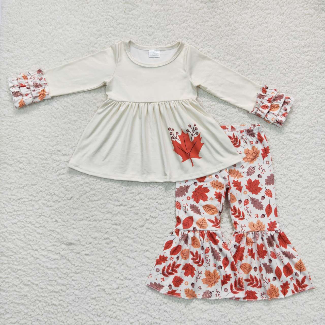 GLP0736 Maple leaf long sleeve pants girls set