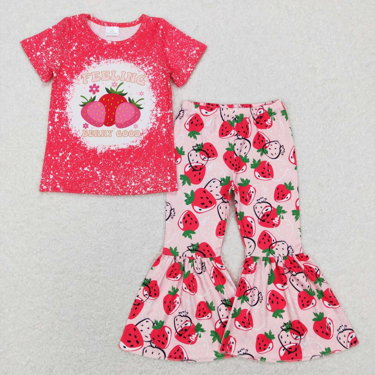 GSPO0906 Strawberry feeling red short sleeve pants girls set