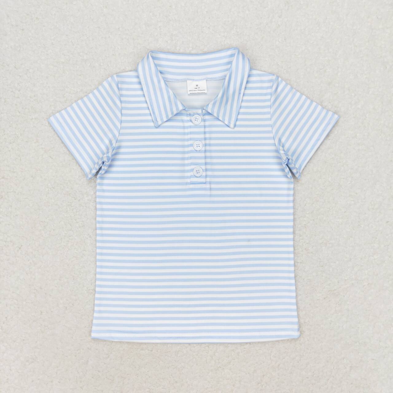 BT0653 light blue striped short sleeve boys top