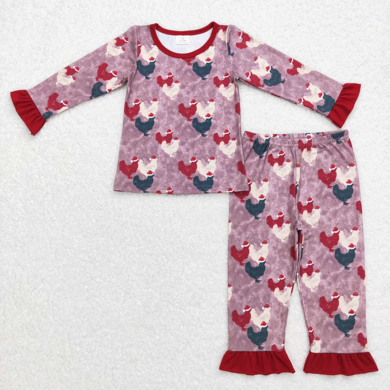 GLP0848 Christmas chick hot pink long sleeve pants girls pajamas