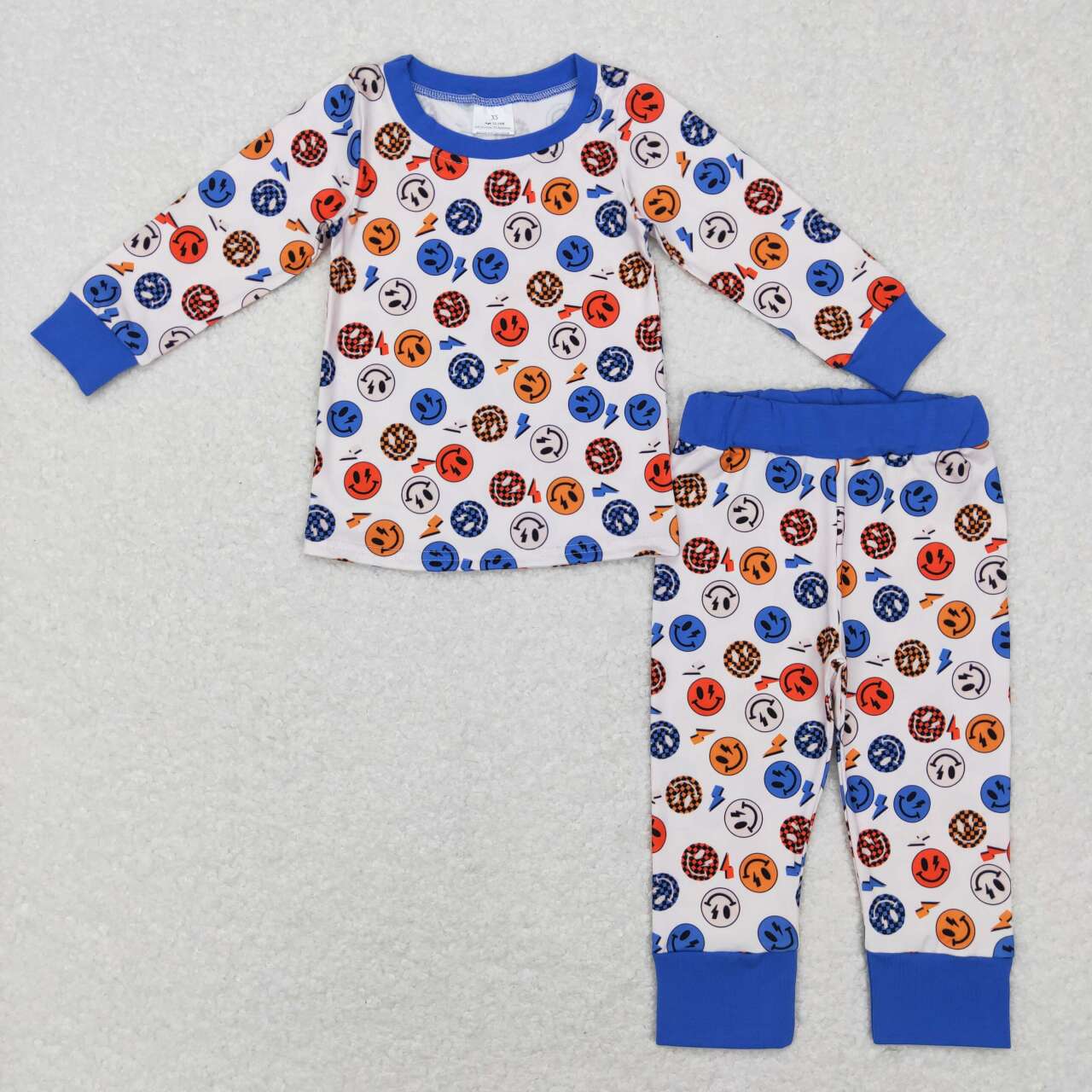 BLP0371 Colorful smile blue long sleeve girls set