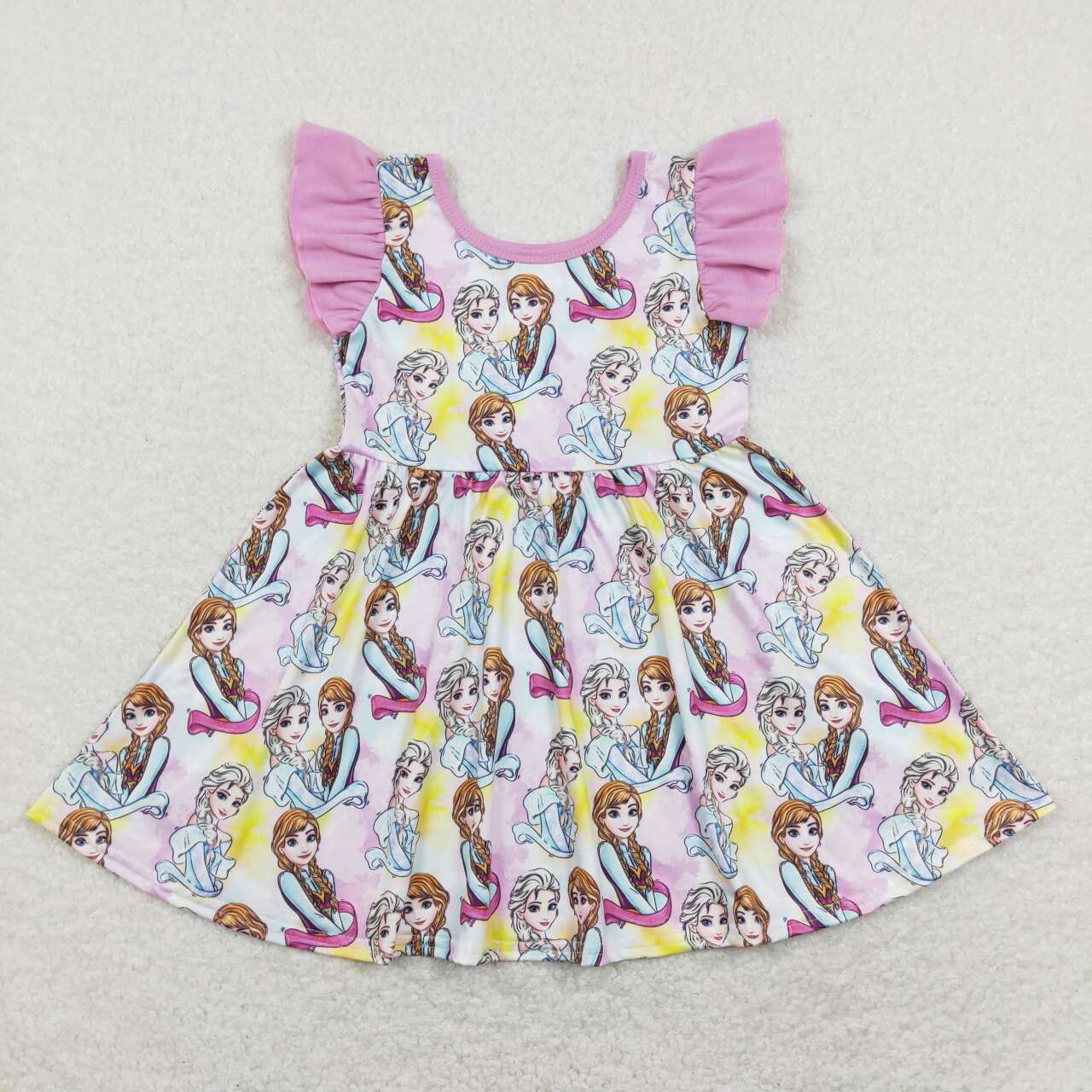 GSD0762 Ice Princess Hot Pink Flutter Sleeve Girls Dress