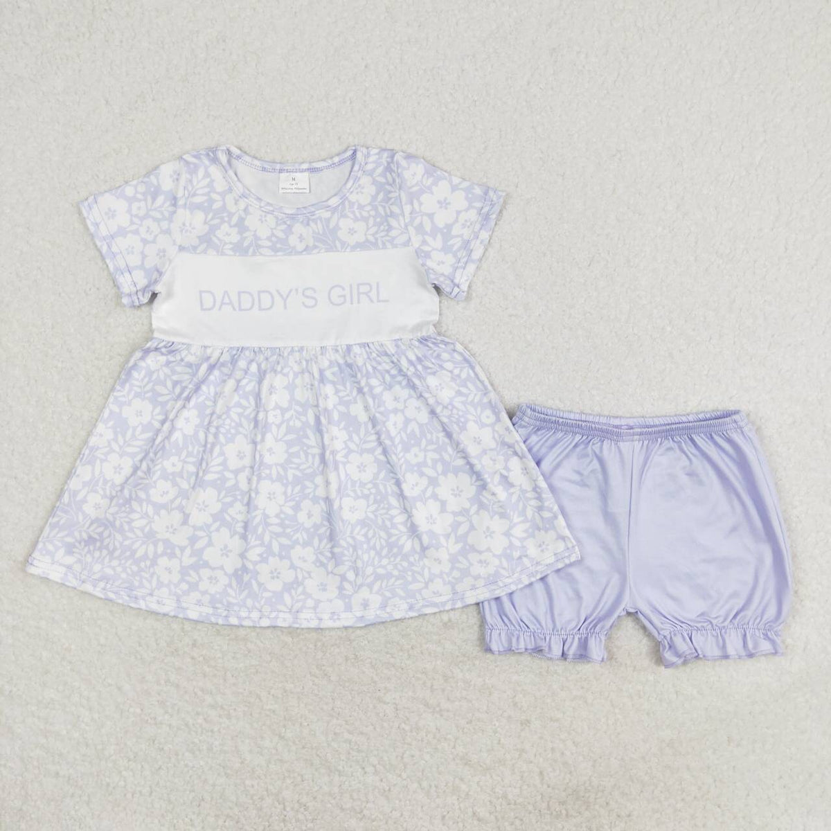 GSSO1070 daddy's girl blue flowers short sleeve blue shorts girls set
