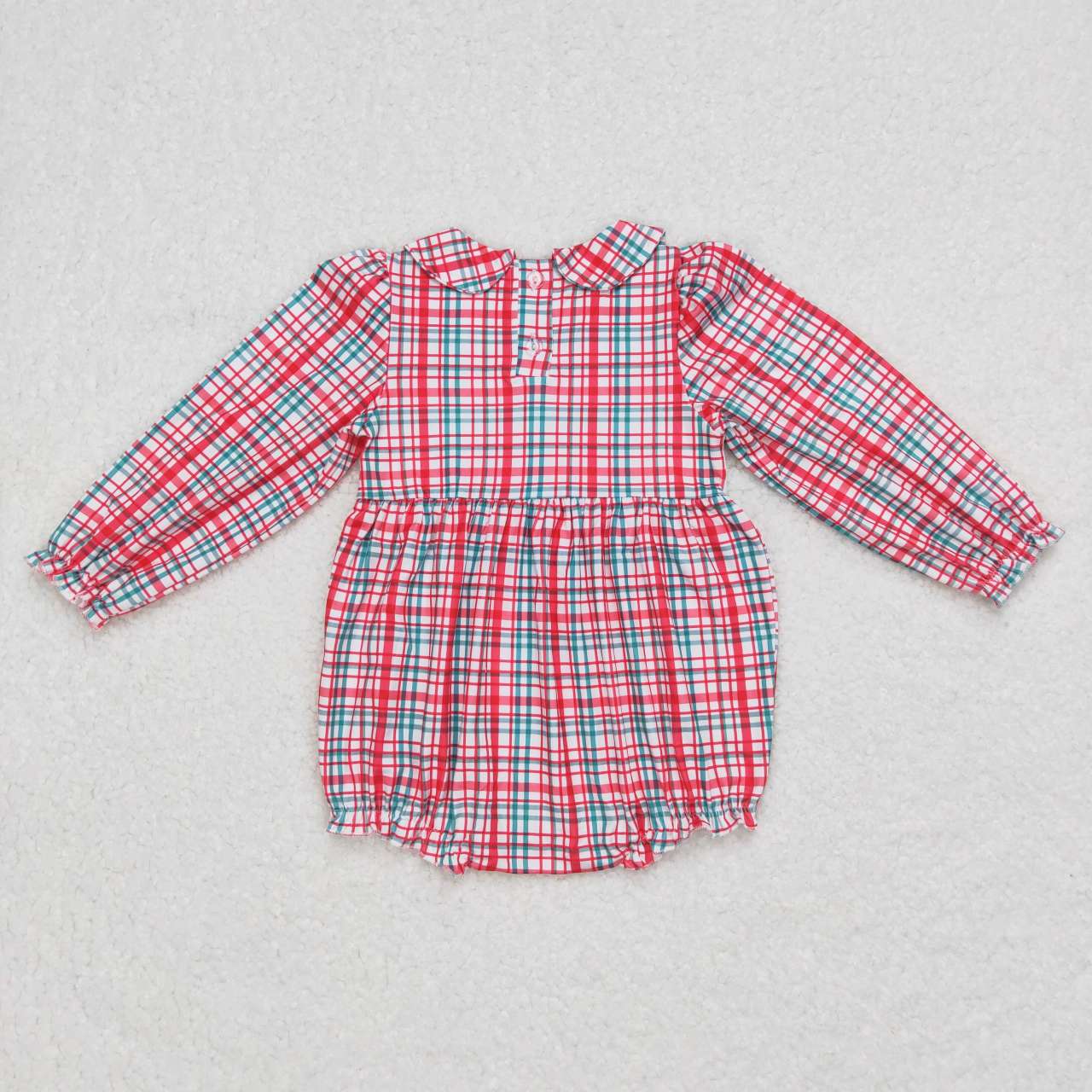 LR0571 Christmas tree Santa Claus red & green striped long sleeve girls romper