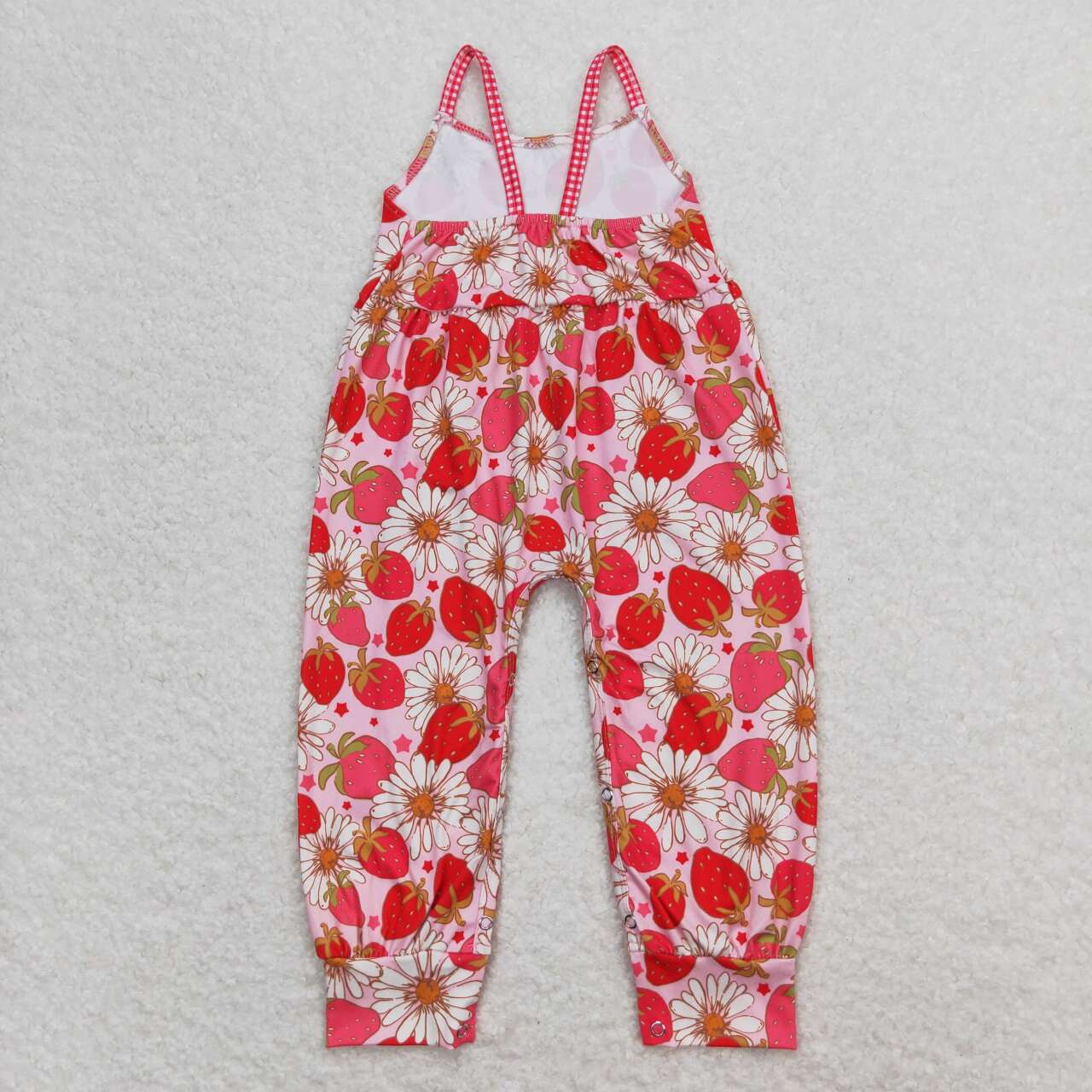 SR0887 Strawberry Flowers Pink Sleeveless Girls Romper