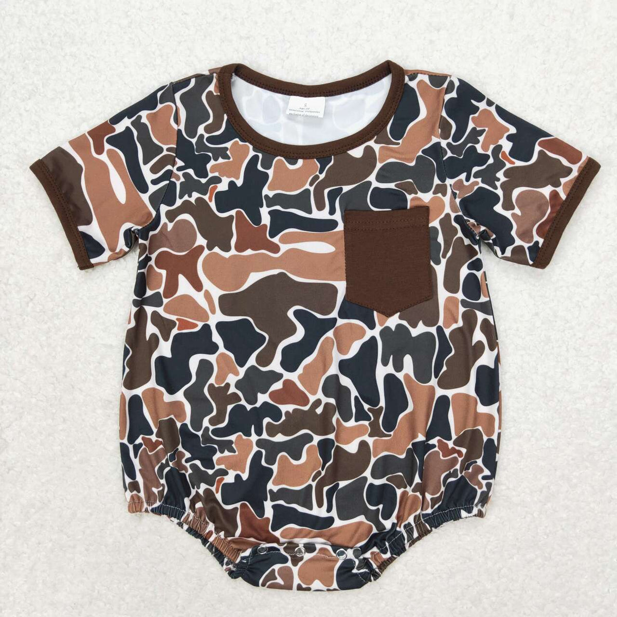 SR1580 brown camo pocket short sleeve boys cool romper