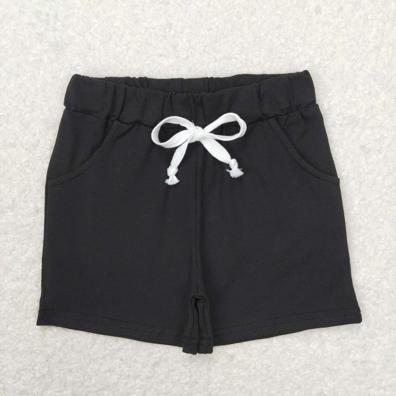 SS0137 Black cotton pockets kids shorts