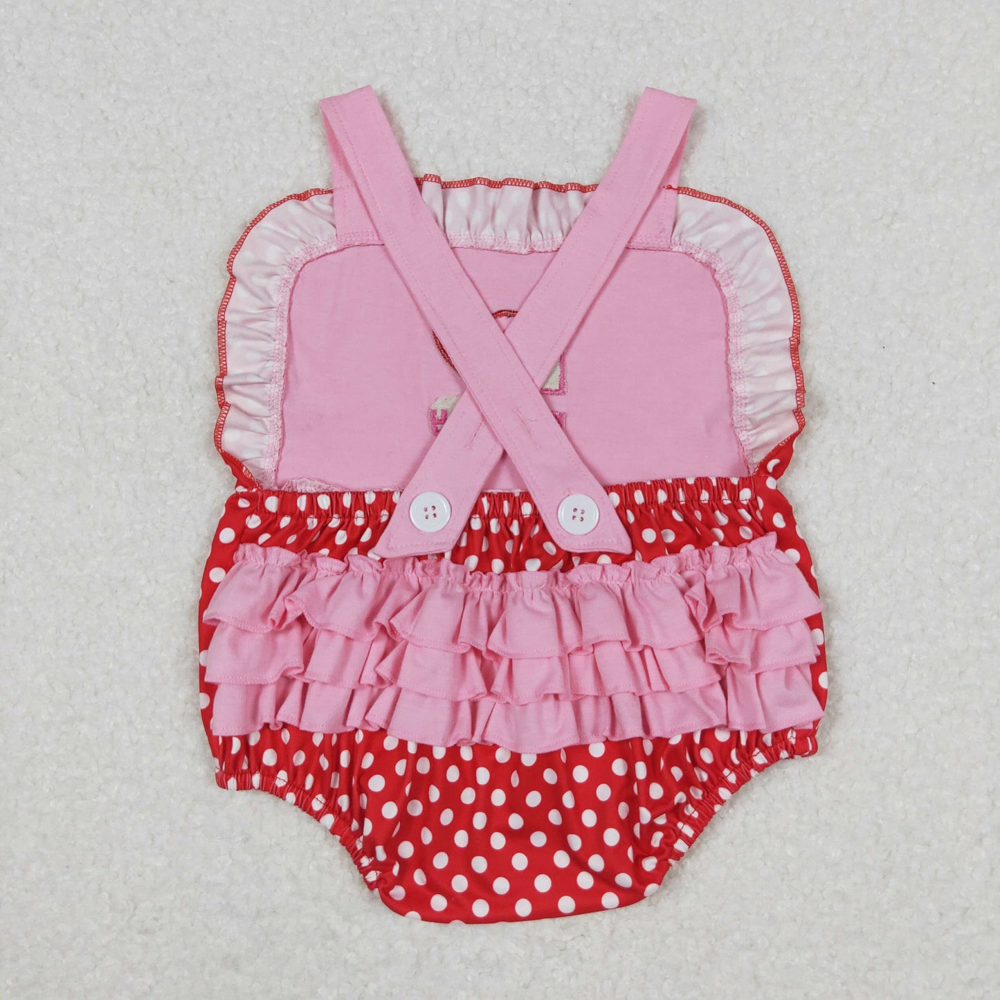 SR0990 embroidery I Love My Mommy Red Dot Sleeveless Girls Romper