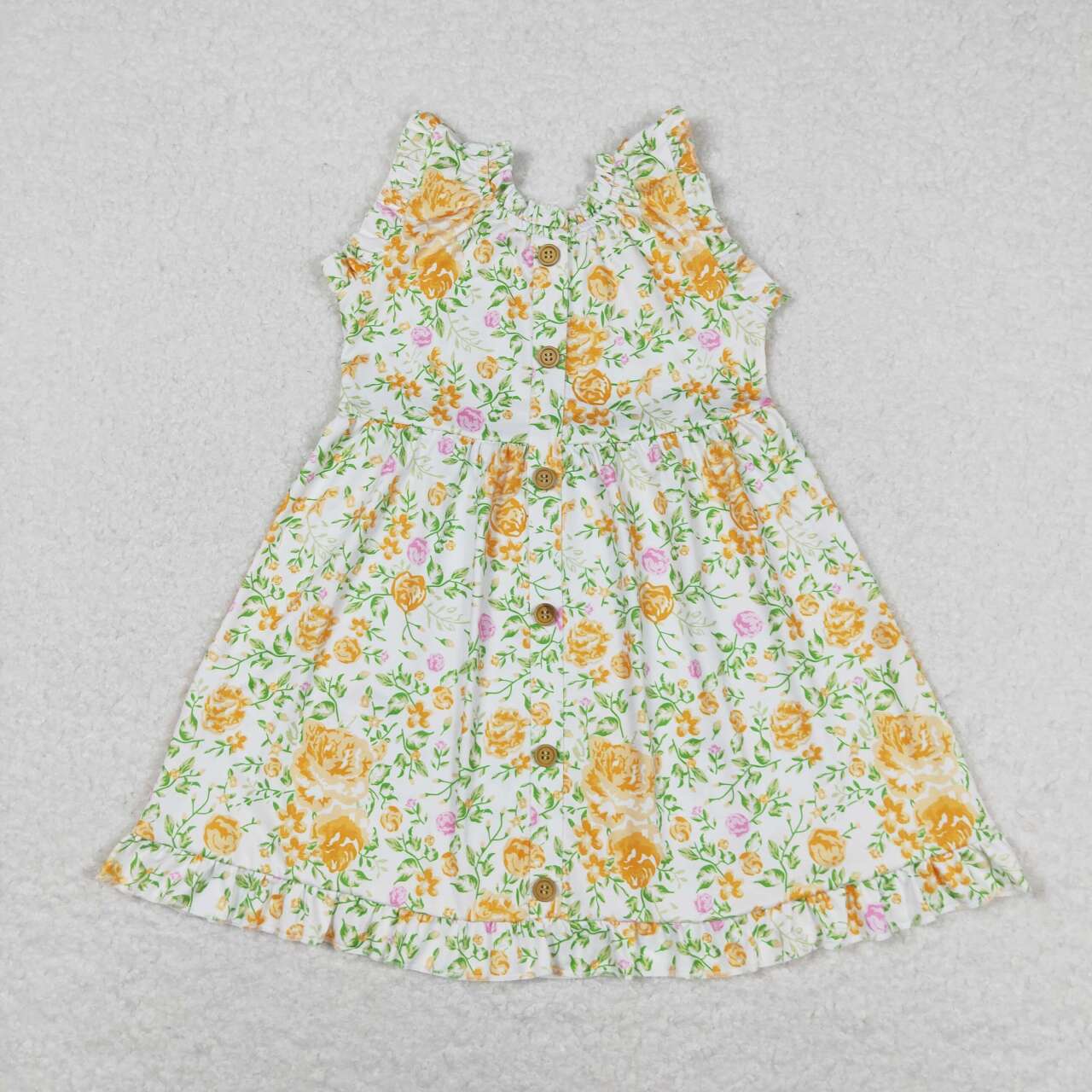 GSD0983 yellow flowers sleeveless girls dress