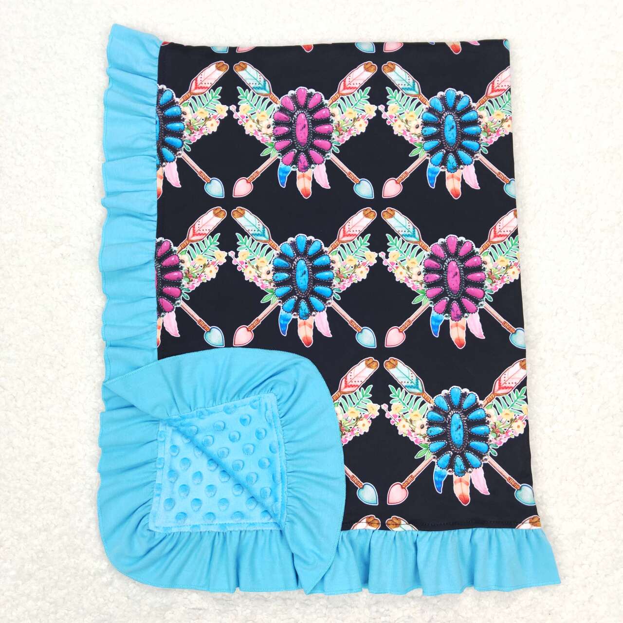 BL0052 Western Colorful Gemstone Pattern Baby Blanket