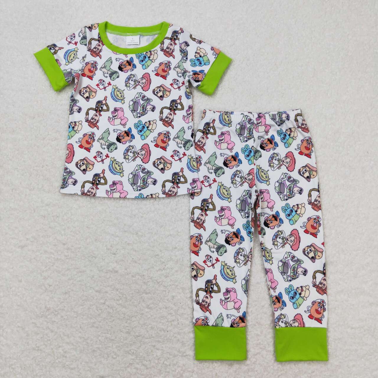 BSPO0321 Cartoon Colorful Baby Green Short Sleeve Pants Boys Pajamas