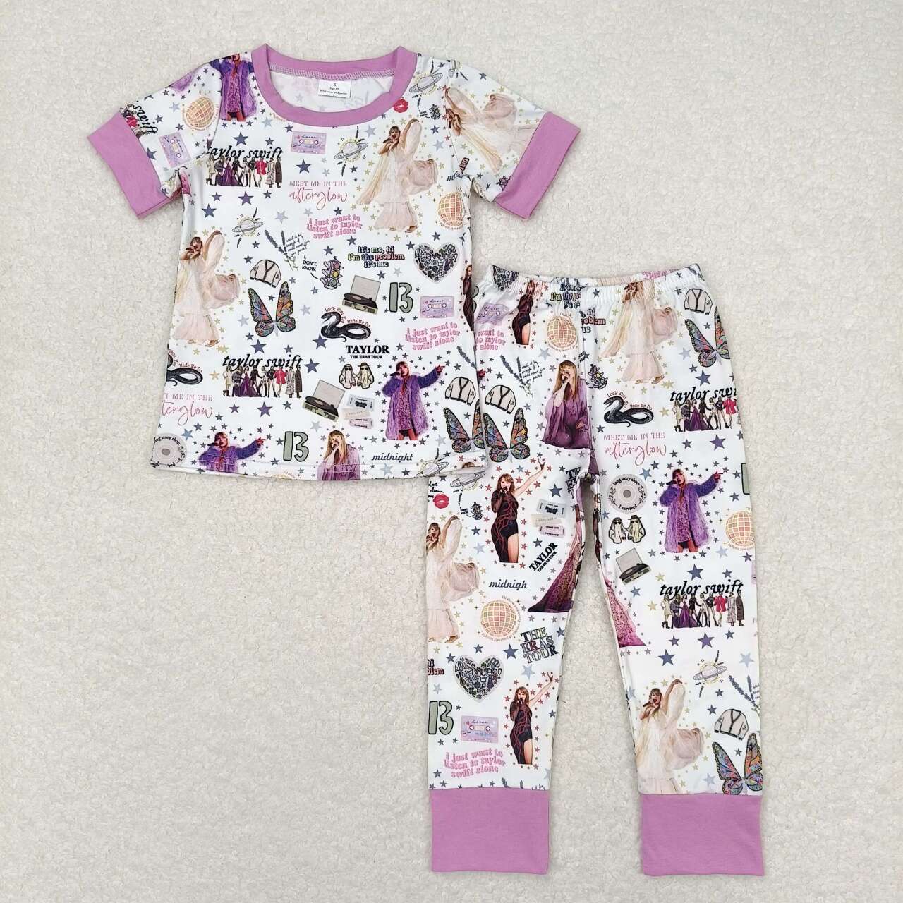 GSPO1414 Country singer purple short sleeve pants girls pajamas