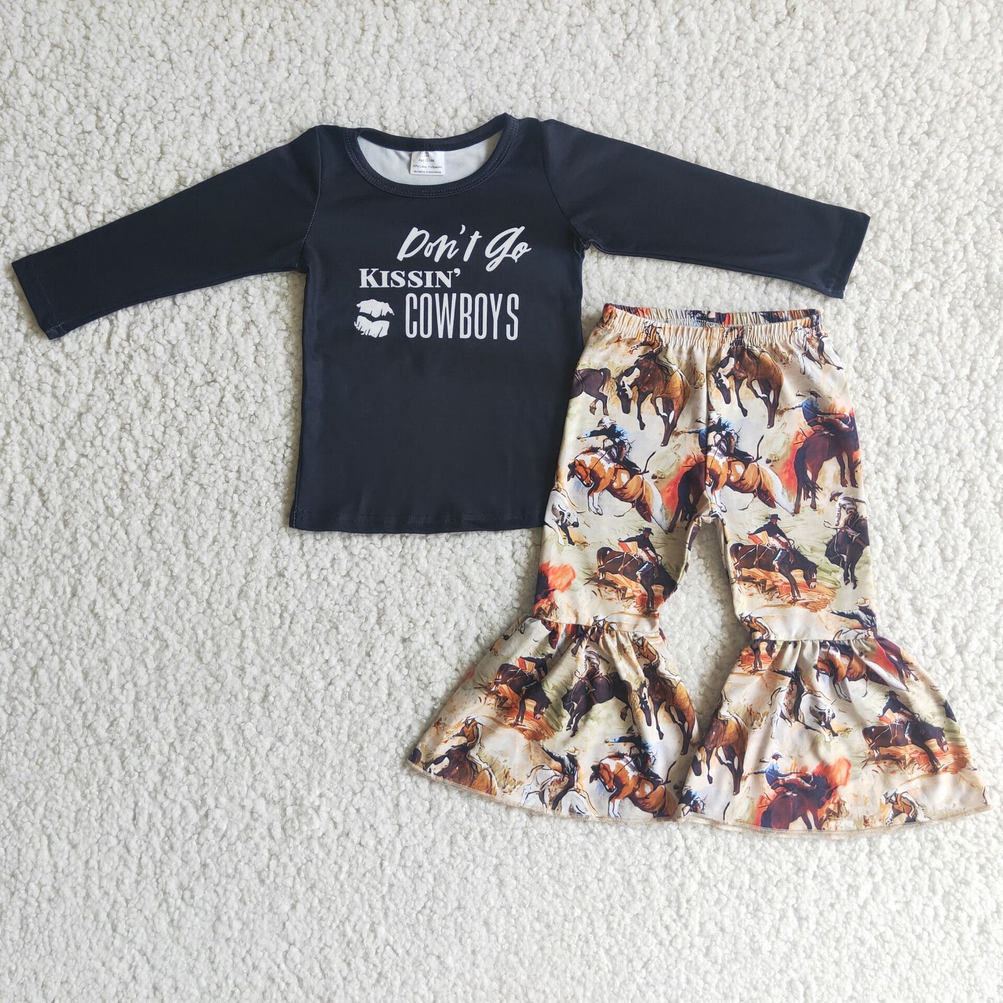 6 C6-6 Cowboy Long Sleeve Casual Bell-bottom Pants Kids Clothes