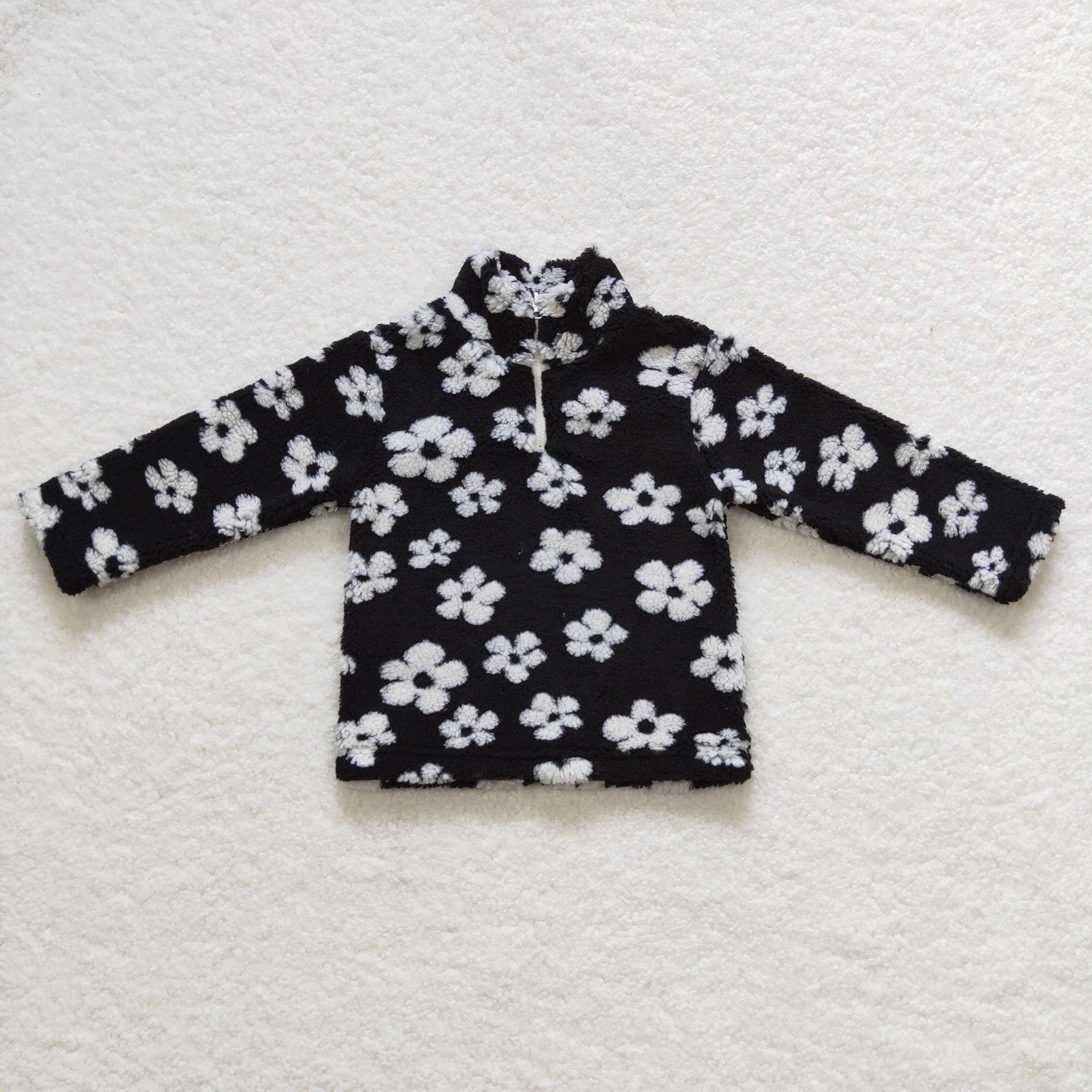 GT0270 White flowers long sleeve kids pullover