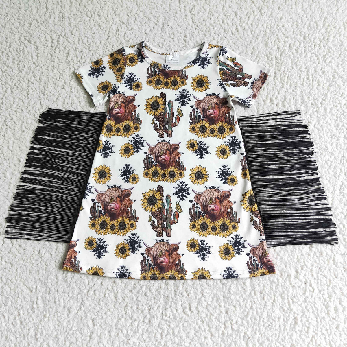 $ 5.5 GSD0084 sunflower heifer highland cow Tassels Dress