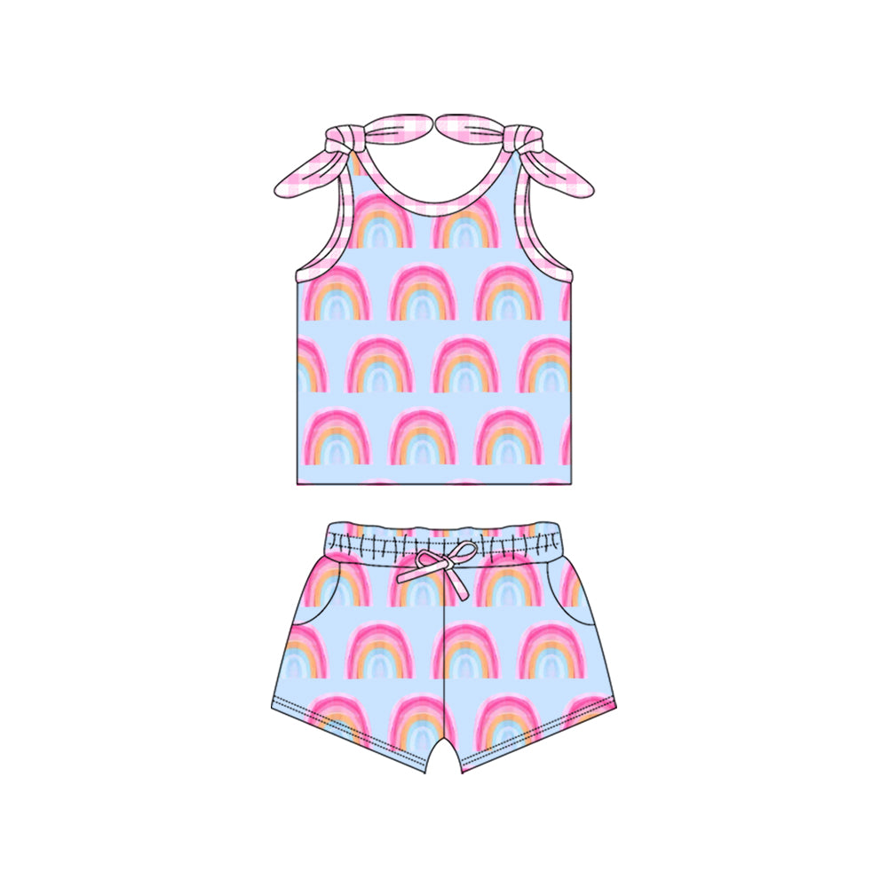 custom pink rainbow girls summer set