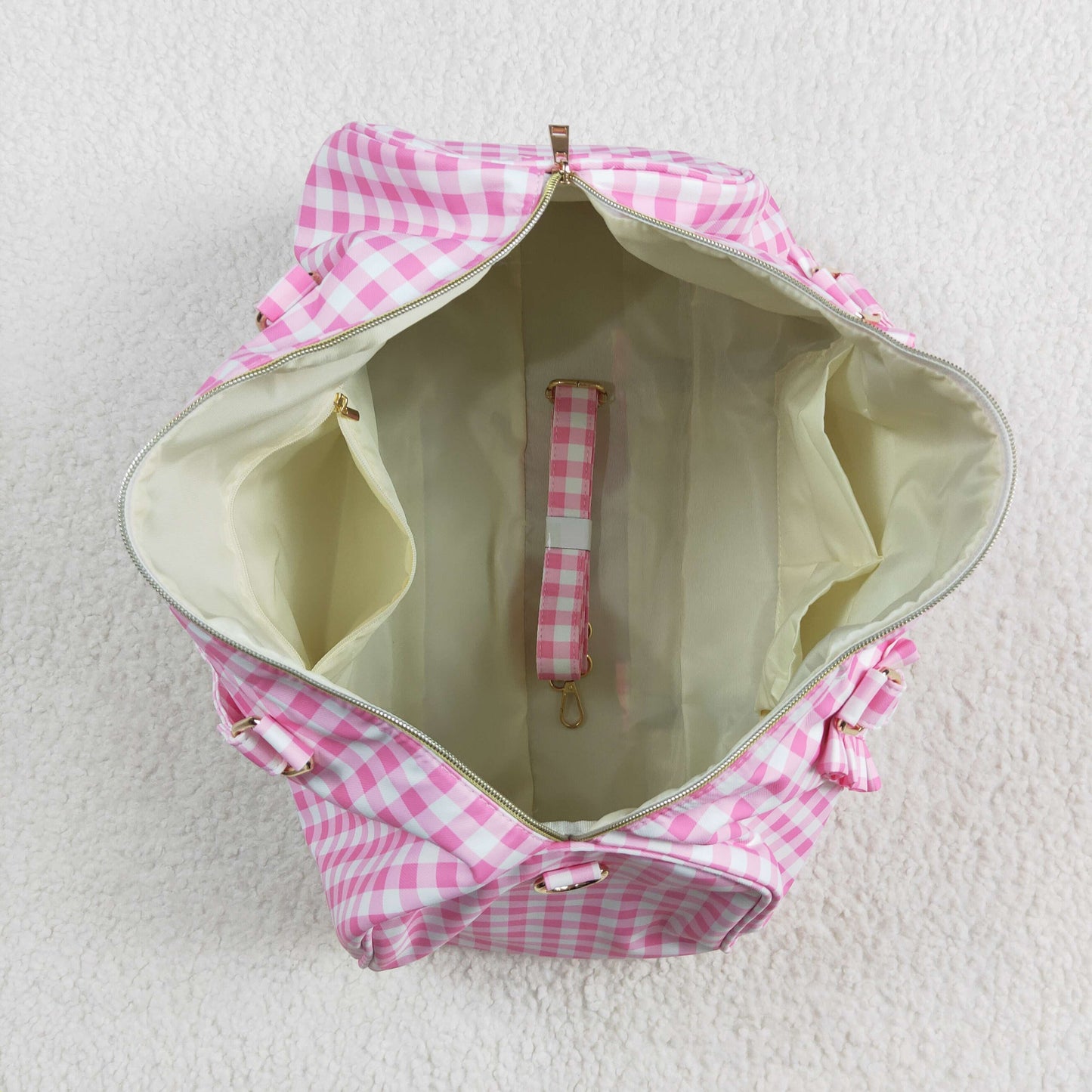 BA0302 pink checkered ruffles bag
