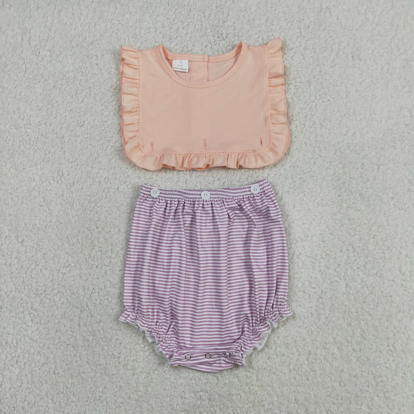 SR3941 Pink Purple Striped Sleeveless Girls Romper