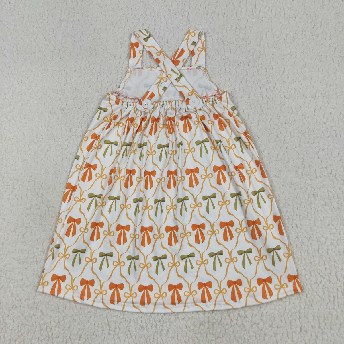 GSD2676 orange bows green bows pockets girls dress