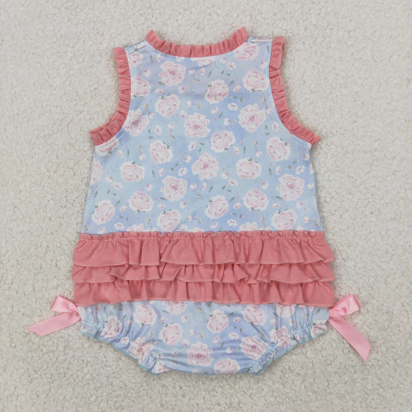 SR2911 little sister flowers blue pink girls romper