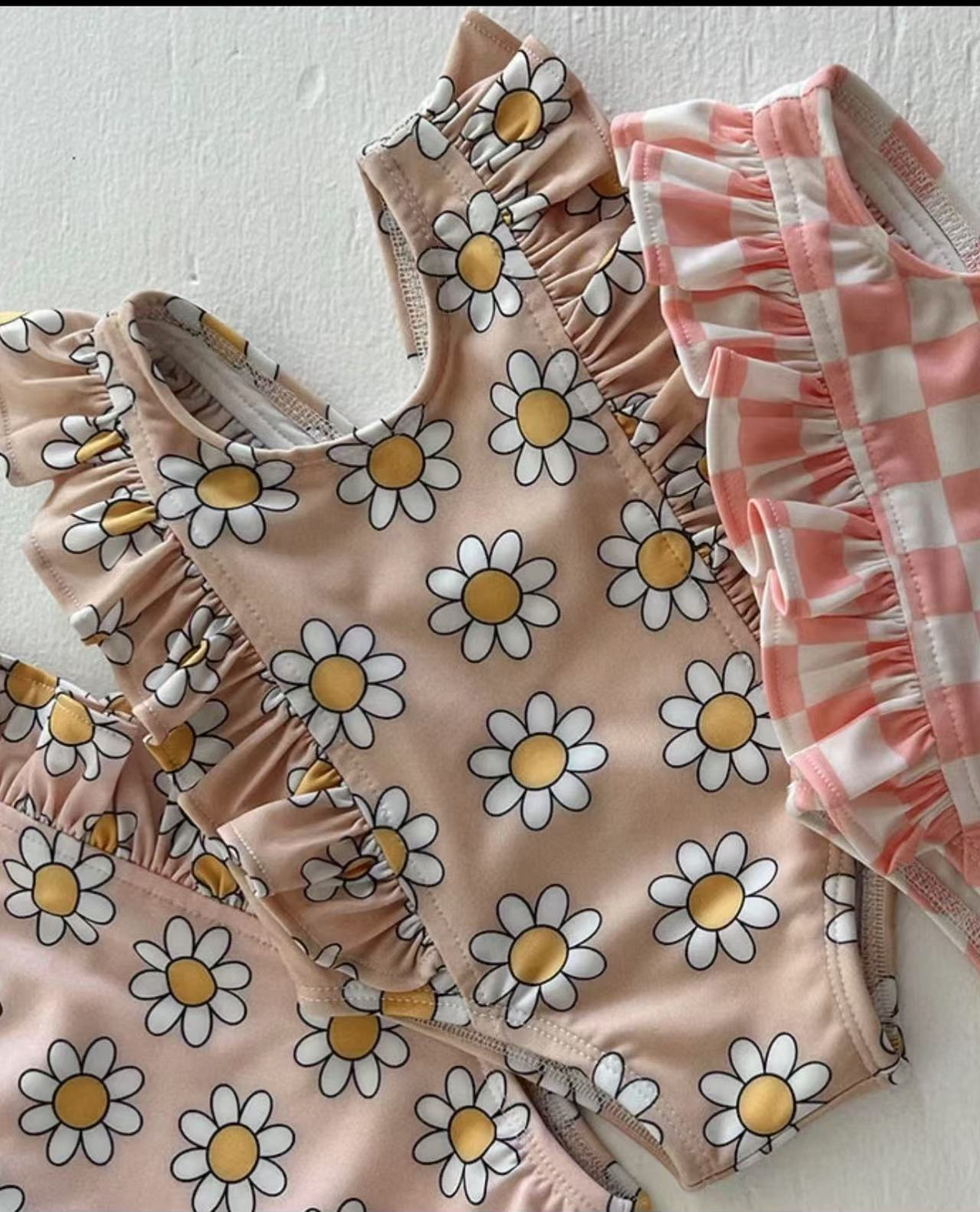 custom moq 3 Ruffles Sleeve Girls Bathing Swimsuits