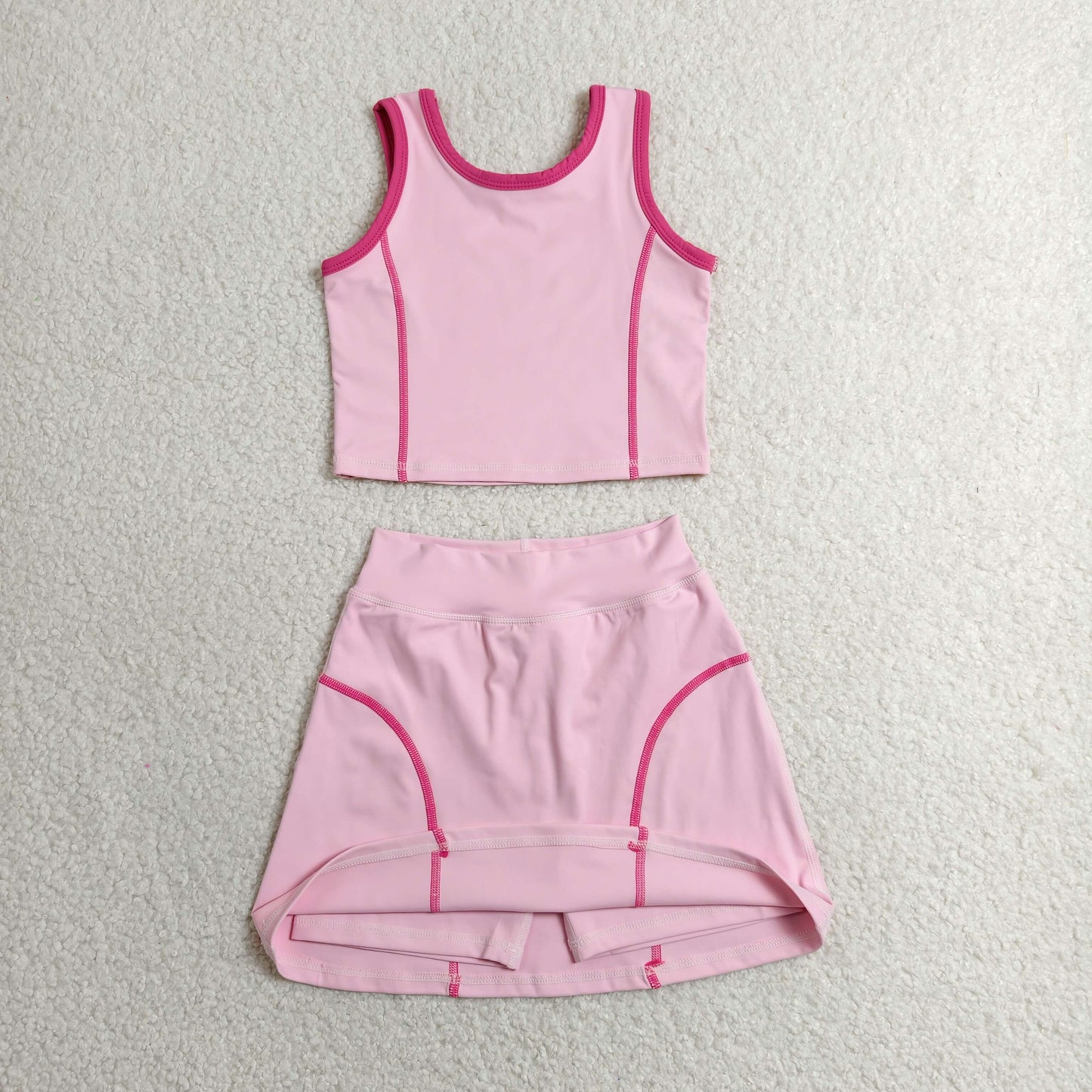 GSD2675 yoga pink sleeveless skirt skorts girls set