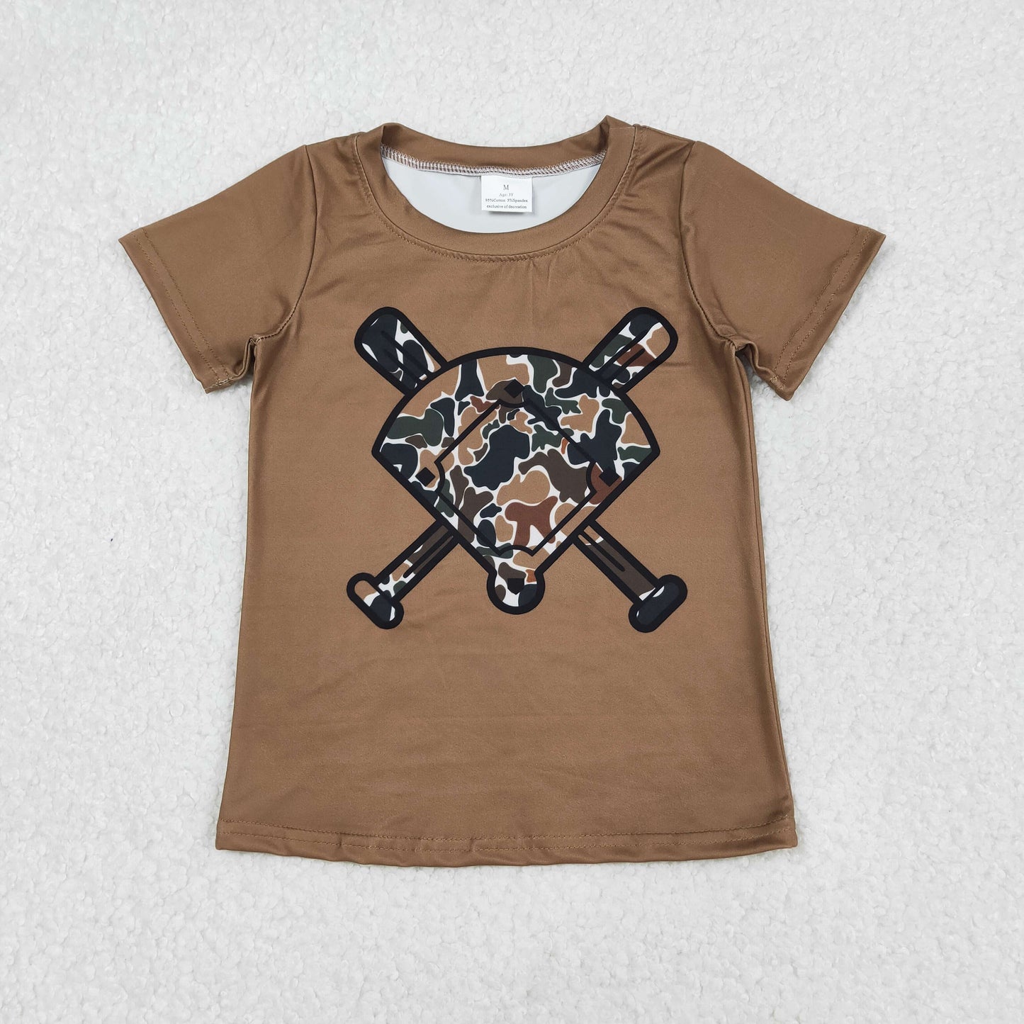BT1420 hunting baseball camo short sleeve boys top