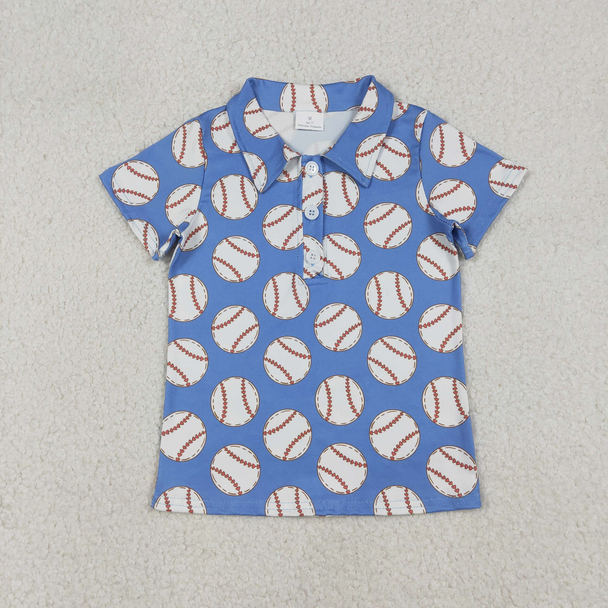 BT1578 Baseball Blue Short Sleeve Boys Top