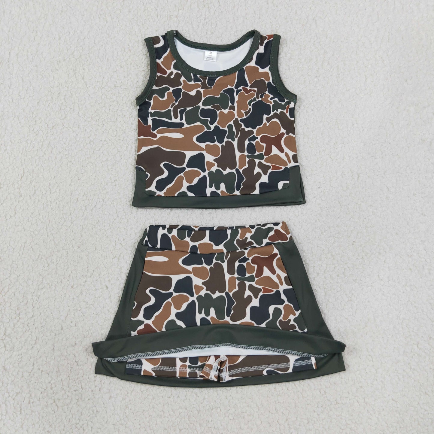 GSD4233 Yoga Camo Sleeveless Bows Skorts Girls Set