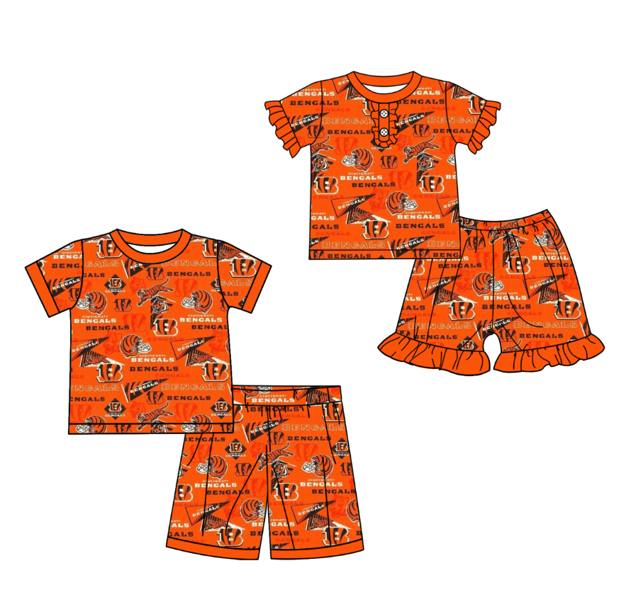 custom moq 3 football team Bencals orange set sibling clothes