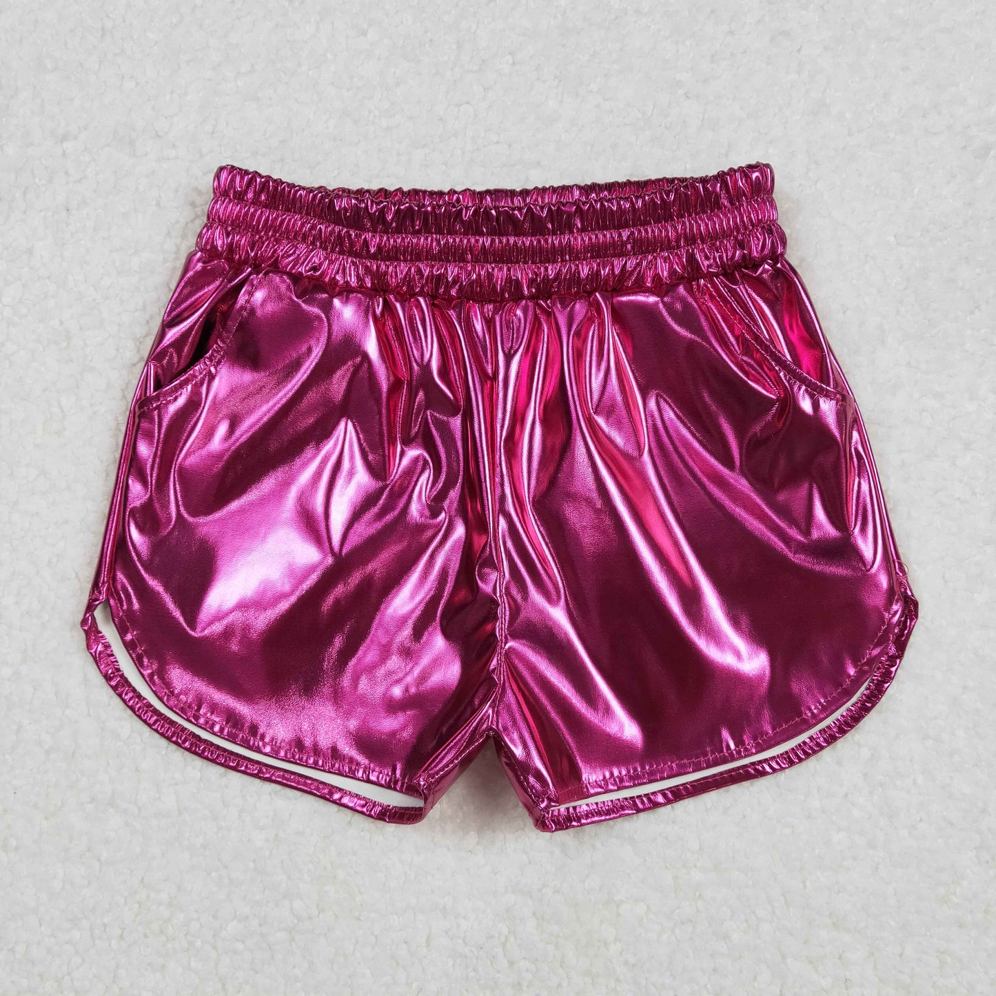 SS0414 Hot Pink Leather Girls Shorts