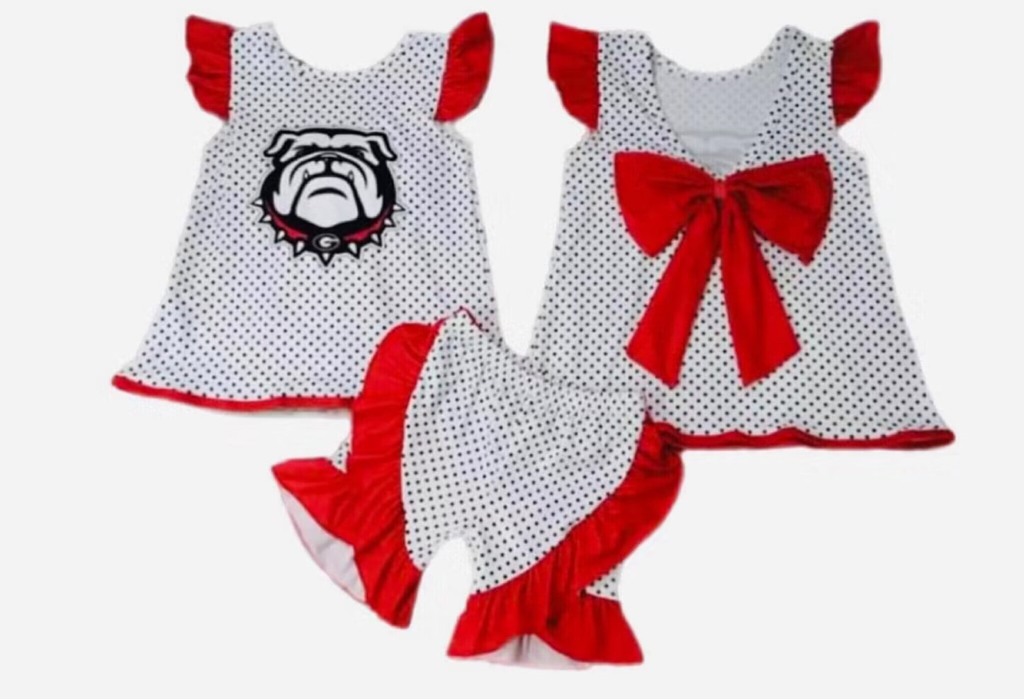 custom team dig red flutter sleeve girls set