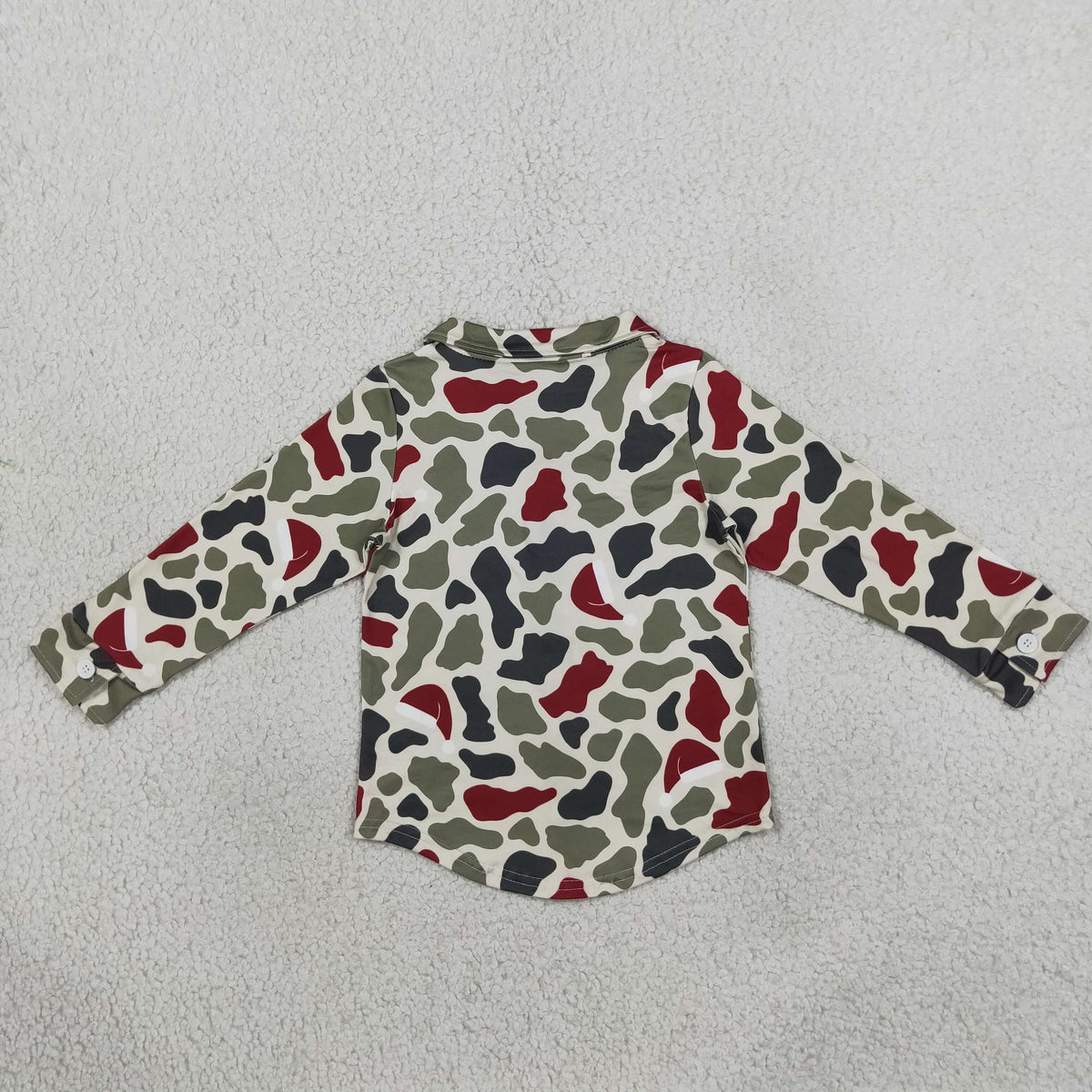 BT1875 Christmas Green Red Camo Long Sleeve Boys Top