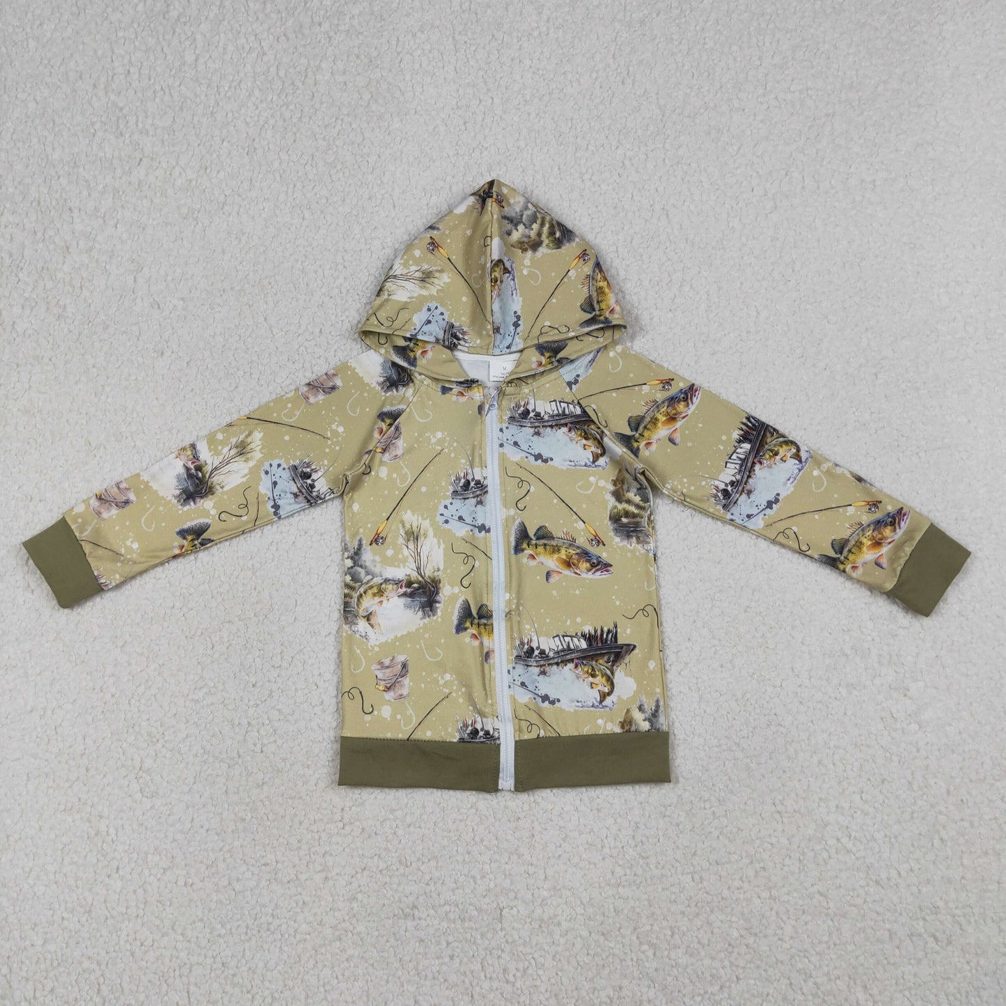 BT0346 Fishing green hoodie kids top