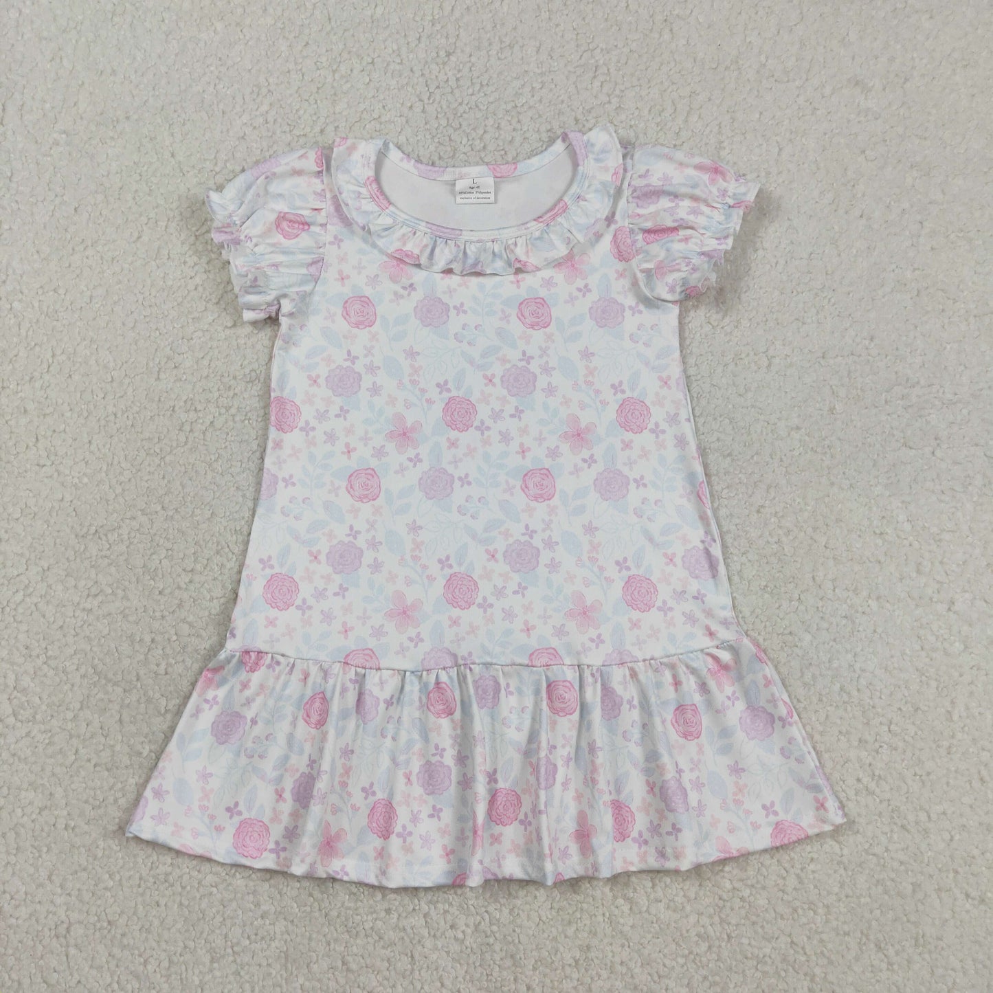 GSD3717 Flowers Short Sleeve Girls Dress