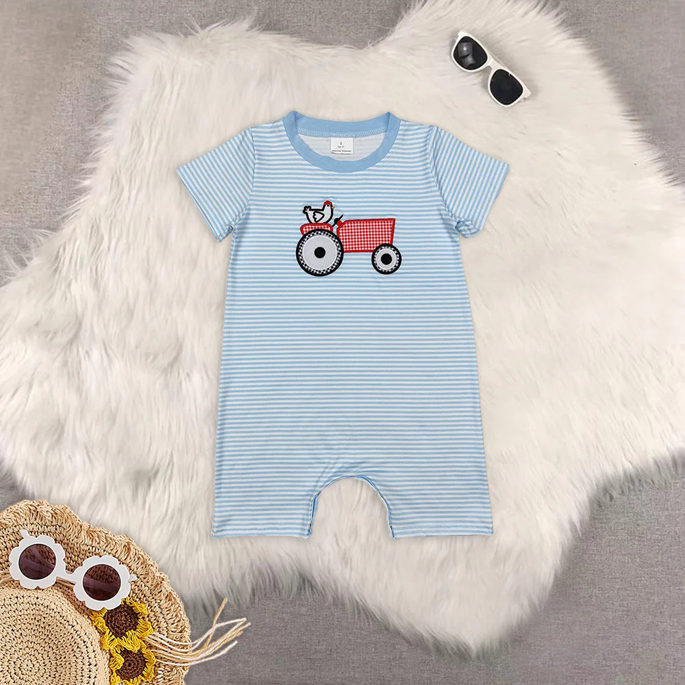 Embroidery farm truck chick RTS Sibling Clothes