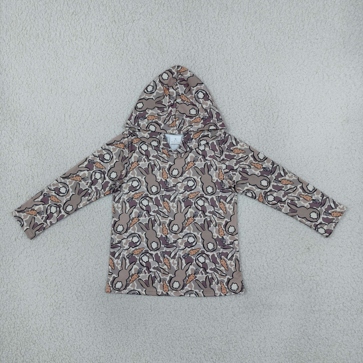 BT1965 Easter Camo Bunny Rabbit Carrot Hoodie Long Sleeve Boys Top