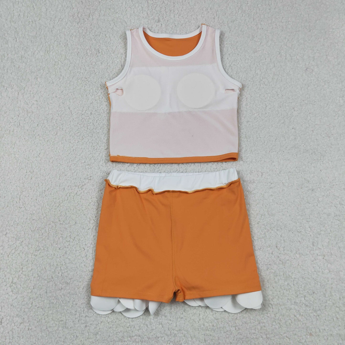 GSD4033 Yoga Cartoon Princess Orange Sleeveless Skorts Girls Set