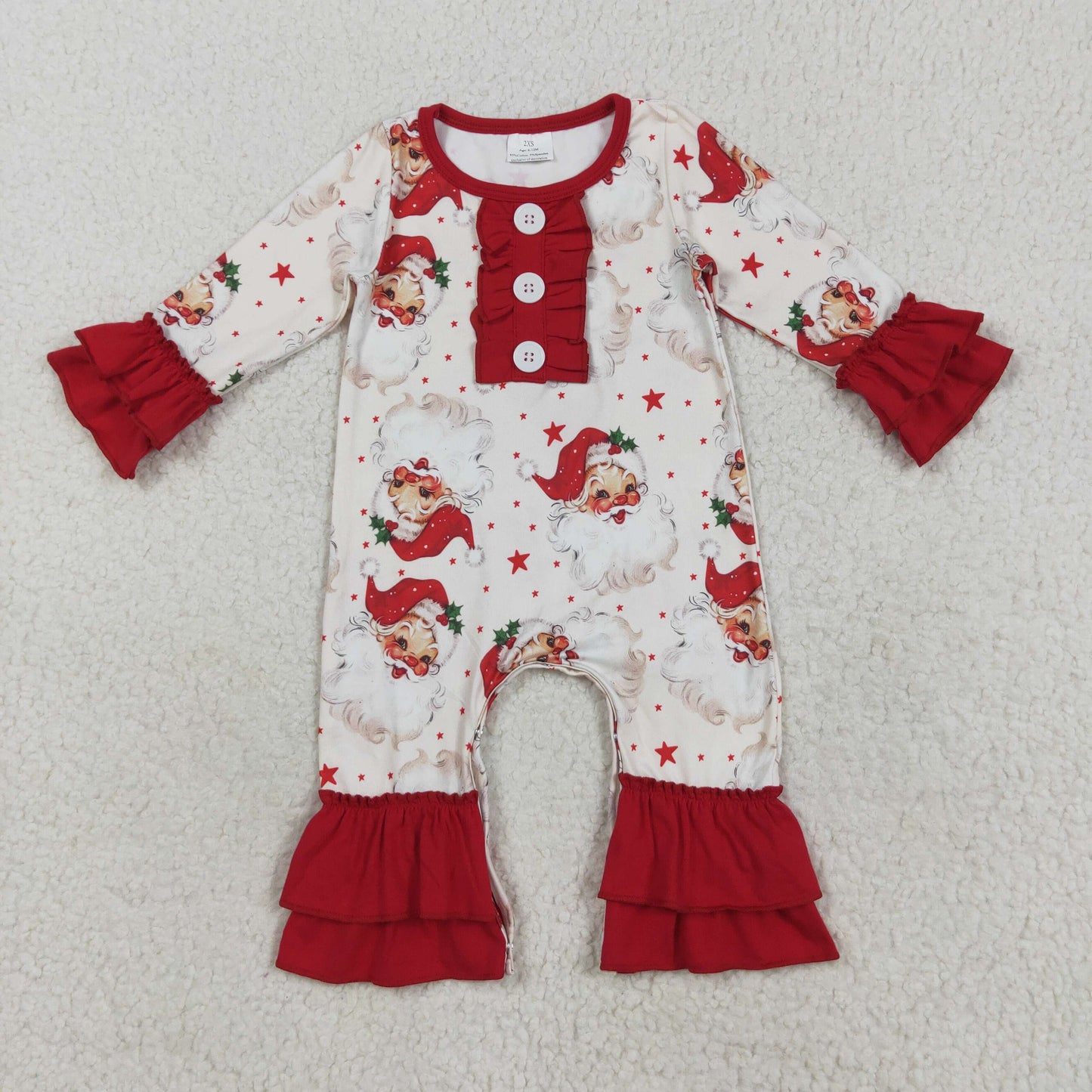 LR2395 Christmas Santa red long sleeve girls romper