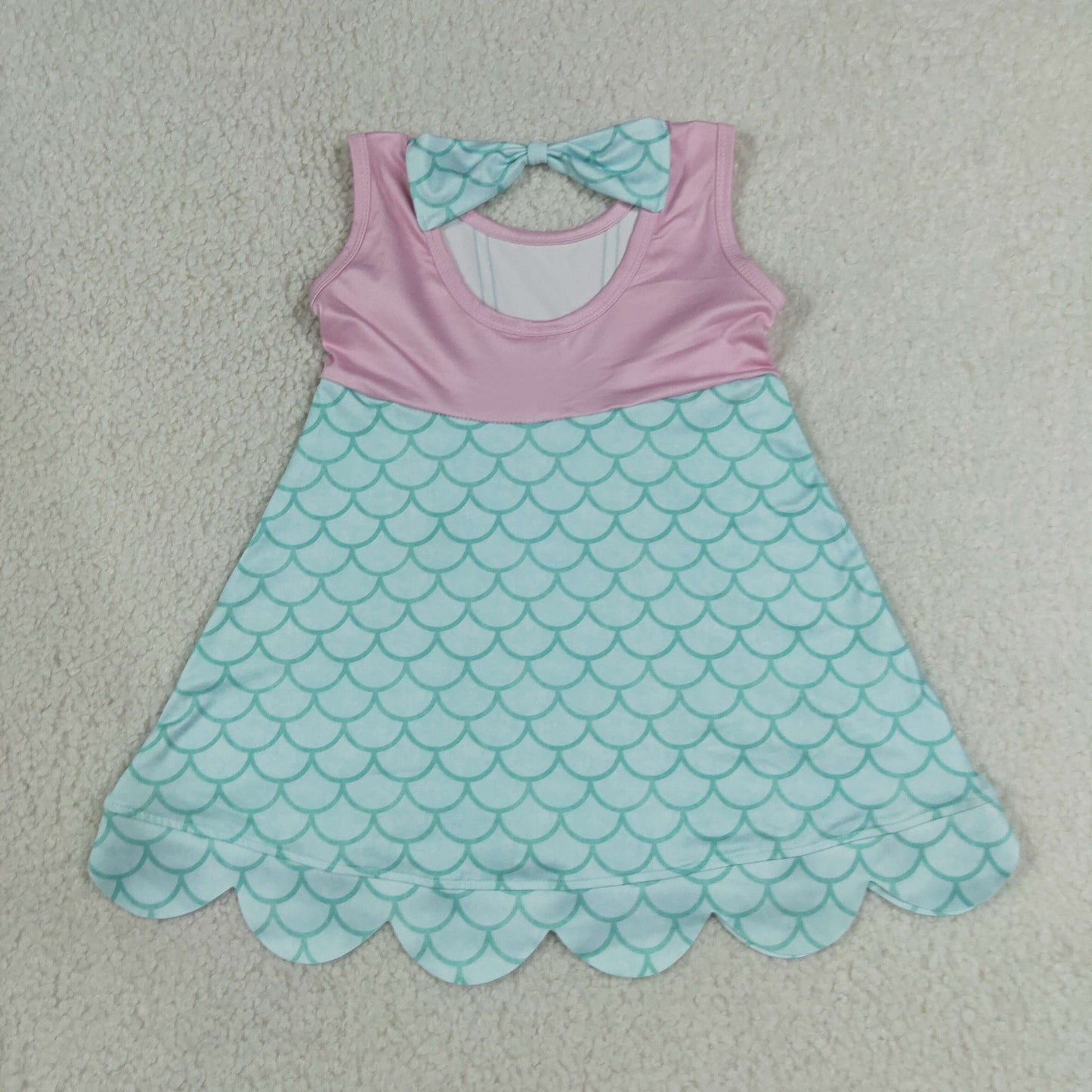 GSD2516 Scallop cartoon mermaid princess purple blue sleeveless girls dress