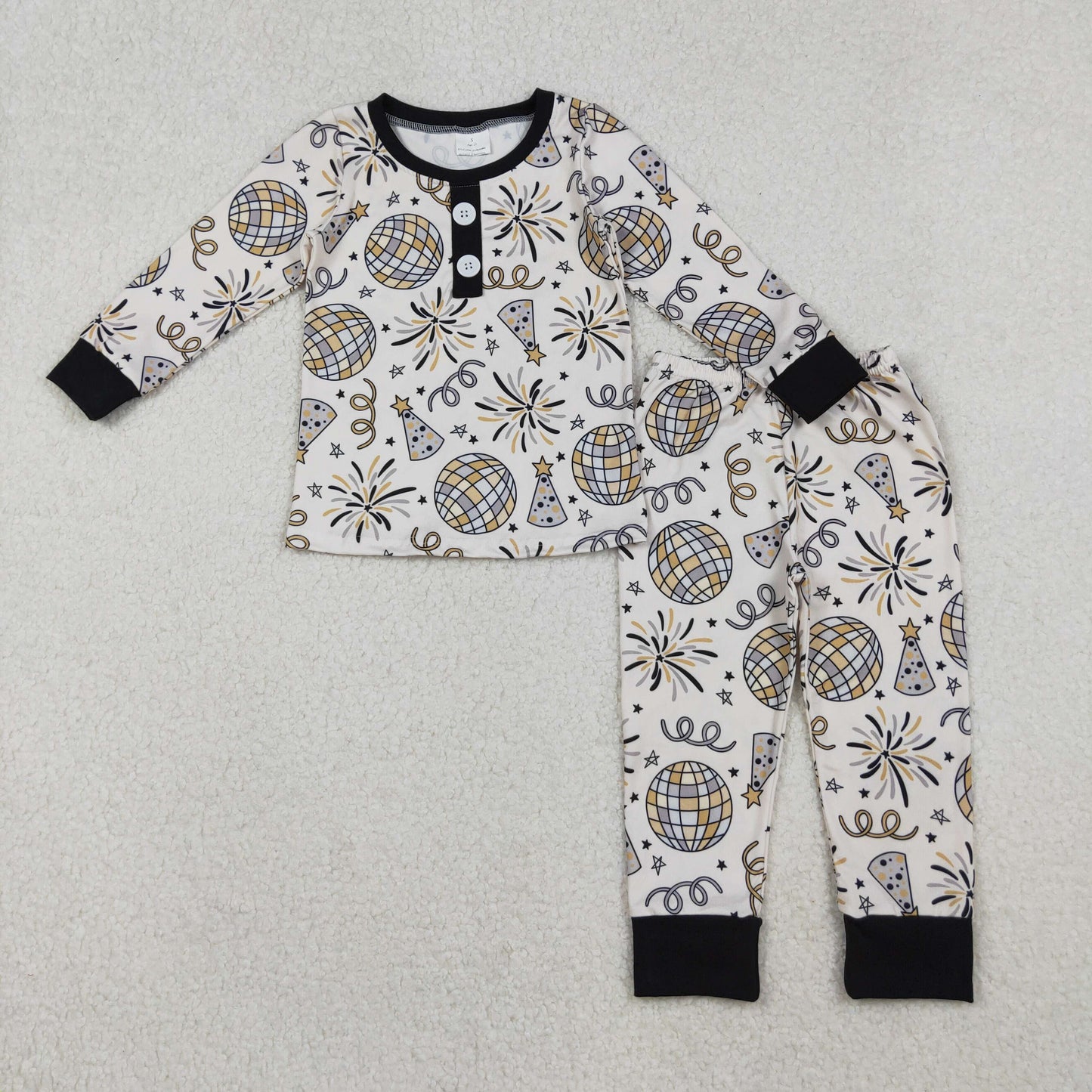 BLP1166 happy new year light firework long sleeve pants boys pajamas
