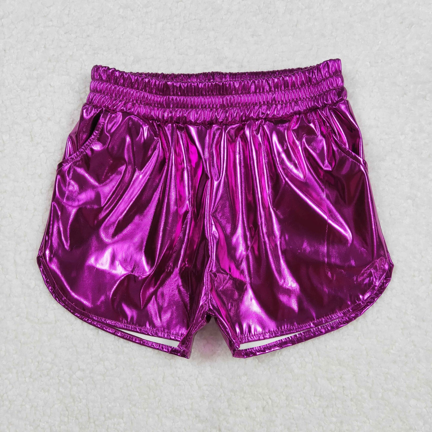SS0412 Purple Leather Girls Shorts