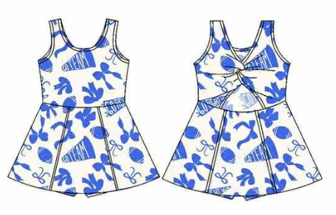 preorder cheer bows blue sleevless skorts girls dress